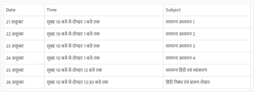 time table