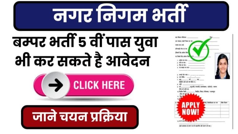 नगर निगम में उपयंत्री सहित अन्य पदों पर निकली बम्पर भर्ती 5 वीं पास युवा भी कर सकते है आवेदन, जाने चयन प्रक्रिया