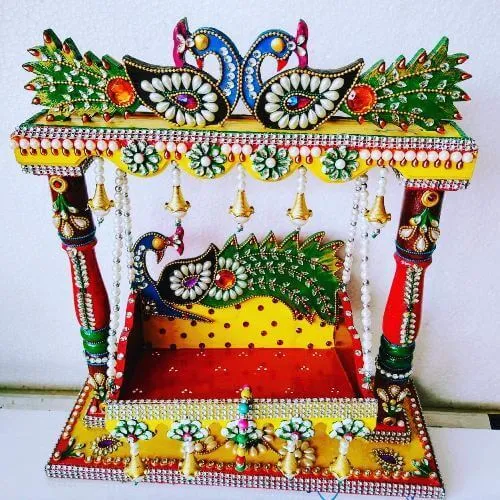 attractive design wooden handicraft laddu gopal jhula 554