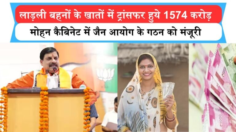लाड़ली बहनों के खातों में ट्रांसफर हुये 1574 करोड़, मोहन कैबिनेट में जैन आयोग के गठन को मंजूरी