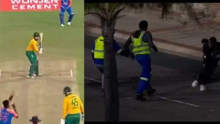 Amazing drama in IND vs SA match Batsman hit a six, spectator ran away with the ball